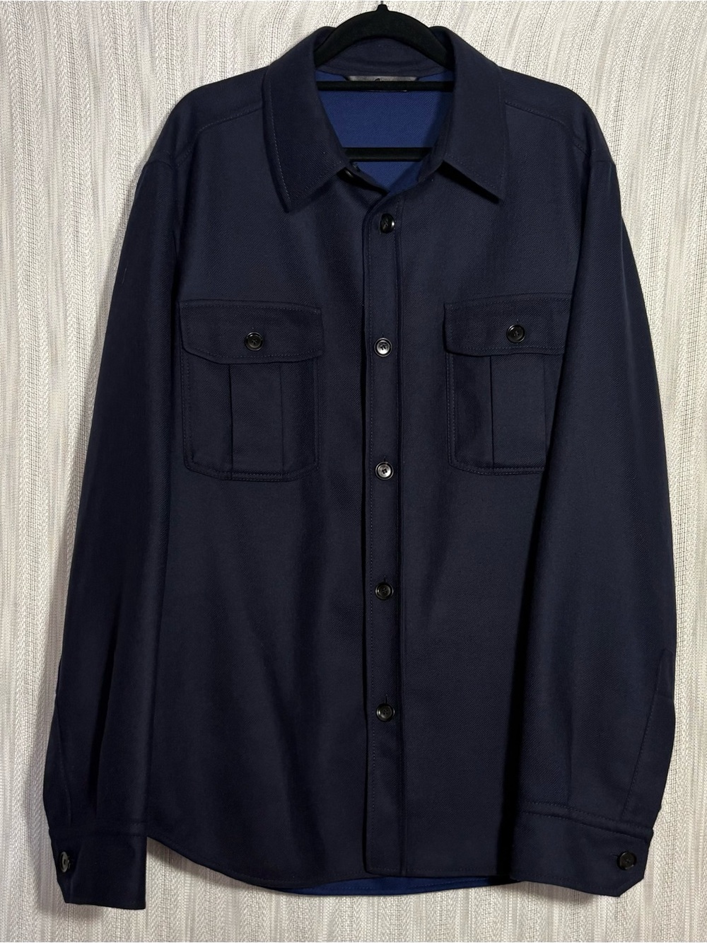 BRIONI
Wool Twin-Pocket Overshirt - Blue made in Italy, luxury at its finest